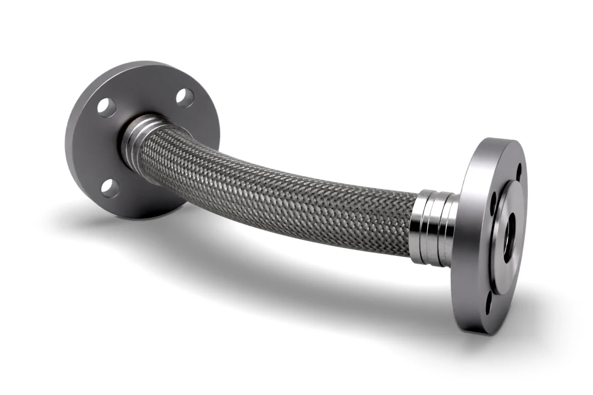 Umflochtener Metallschlauch aus Edelstahl mit Flanschen